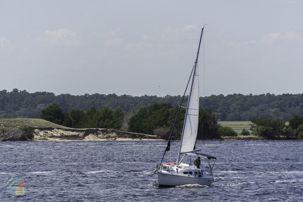 A sailboat on the Cape Fear River