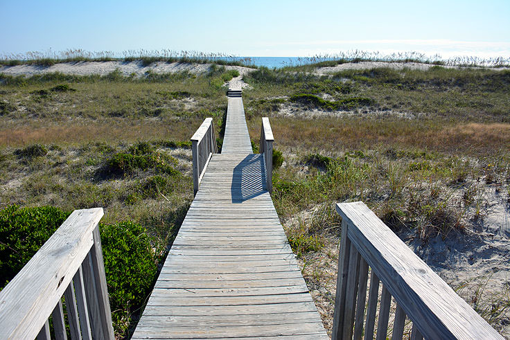 Beach access over dunes near Shoal's Watch, Bald Head Island NC