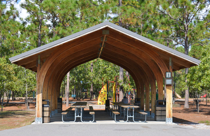 A picnic shelter at Halyburton Park in Wilmington, NC