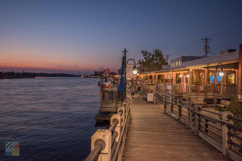 Wilmington Riverwalk at dusk